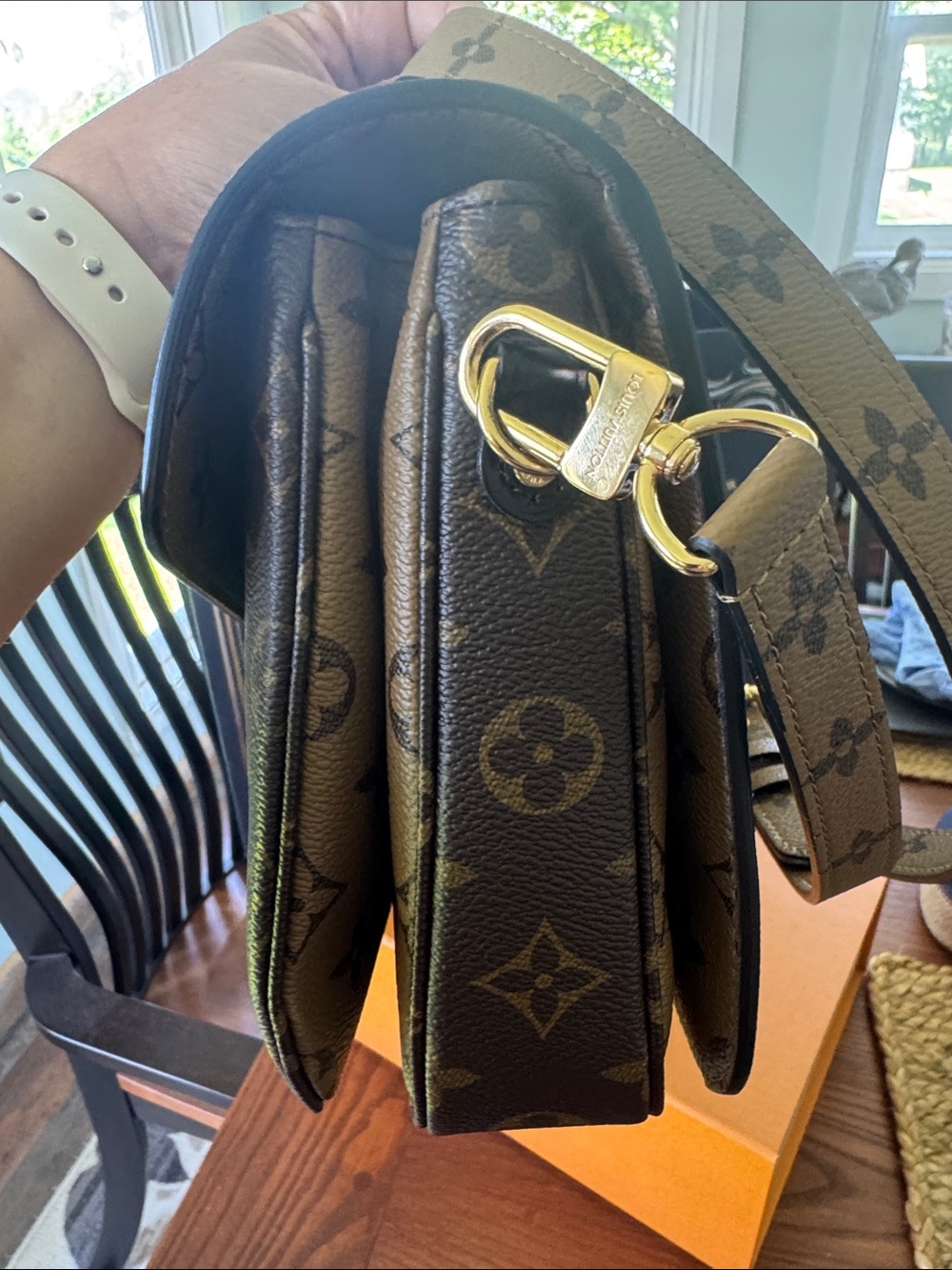 Louis Vuitton Two-Tone Monogram Pochette in Brown and Dark Brown - Picture 3 of 7